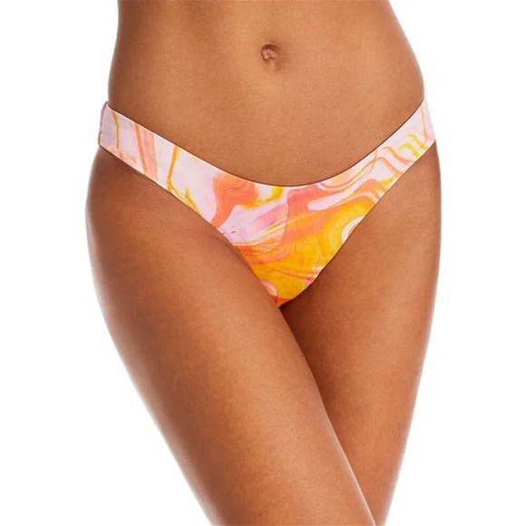 AQUA SWIM Swirl Print Scoop Front Bikini Swim Suit Bottom Cheeky NWT Small - Picture 1 of 6